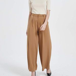 Tronjori Women High‎ Waist Casual Wide Leg Long Palazzo Pants Medium, Camel